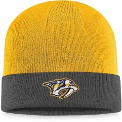 Men's Fanatics Branded Charcoal/Gold Nashville Predators Team Cuffed Knit Hat