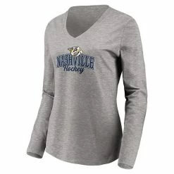 Women's Fanatics Branded Navy/Heathered Gray Nashville Predators Short Sleeve & Long Sleeve V-Neck T-Shirt Combo Pack -Metaverse shop unnamed file 20446