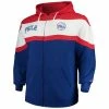 Fanatics Men's Majestic Royal/Red Philadelphia 76ers Big & Tall Colorblock Wordmark Tripod Full-Zip Hoodie