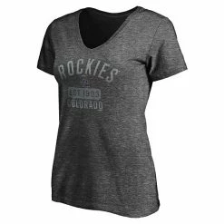Women's Fanatics Branded Heathered Charcoal Colorado Rockies Old Time Favorite V-Neck T-Shirt -Metaverse shop unnamed file 20503