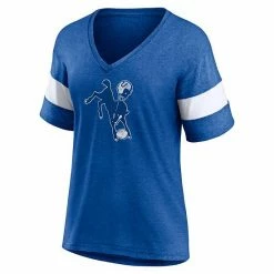 Women's Fanatics Branded Heathered Royal Indianapolis Colts Throwback Logo Tri-Blend Striped V-Neck T-Shirt -Metaverse shop unnamed file 20517