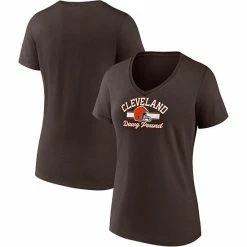 Women's Fanatics Branded Brown Cleveland Browns Slogan V-Neck T-Shirt -Metaverse shop unnamed file 20539