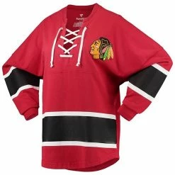 Women's Fanatics Branded Red Chicago Blackhawks Lace-Up Jersey T-Shirt -Metaverse shop unnamed file 20580