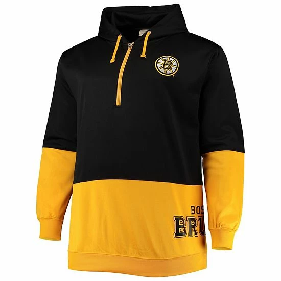 Fanatics Men's Profile Black/Gold Boston Bruins Big & Tall Team Quarter-Zip Hoodie - Image 3