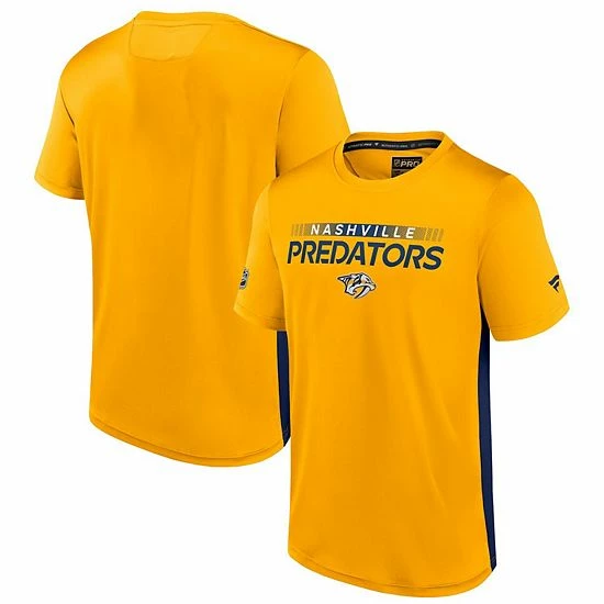 Men's Fanatics Branded Gold/Navy Nashville Predators Authentic Pro Rink Tech T-Shirt 4 Men's Fanatics Branded Gold/Navy Nashville Predators Authentic Pro Rink Tech T-Shirt - Image 2