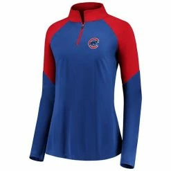 Women's Fanatics Branded Royal/Red Chicago Cubs Primary Logo Raglan Quarter-Zip Jacket -Metaverse shop unnamed file 20670