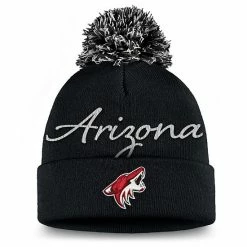 Women's Fanatics Branded Black Arizona Coyotes Exclusive Cuffed Knit Hat With Pom