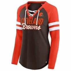 Women's Fanatics Branded Brown/Orange Cleveland Browns True To Form Raglan Lace-Up V-Neck Long Sleeve T-Shirt 4 Women's Fanatics Branded Brown/Orange Cleveland Browns True To Form Raglan Lace-Up V-Neck Long Sleeve T-Shirt -Metaverse shop unnamed file 20689