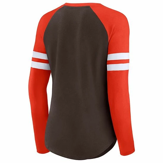 Women's Fanatics Branded Brown/Orange Cleveland Browns True to Form Raglan Lace-Up V-Neck Long Sleeve T-Shirt Women's Fanatics Branded Brown/Orange Cleveland Browns True To Form Raglan Lace-Up V-Neck Long Sleeve T-Shirt -Metaverse shop unnamed file 20690