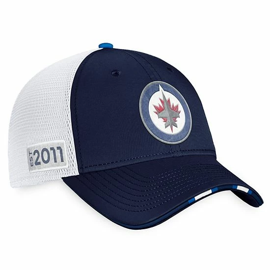 Men's Fanatics Branded Navy/White Winnipeg Jets 2022 NHL Draft Authentic Pro On Stage Trucker Adjustable Hat 4 Men's Fanatics Branded Navy/White Winnipeg Jets 2022 NHL Draft Authentic Pro On Stage Trucker Adjustable Hat - Image 2
