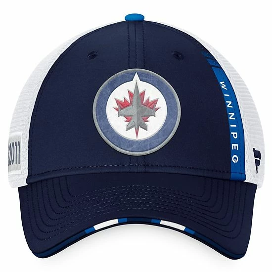Men's Fanatics Branded Navy/White Winnipeg Jets 2022 NHL Draft Authentic Pro On Stage Trucker Adjustable Hat 5 Men's Fanatics Branded Navy/White Winnipeg Jets 2022 NHL Draft Authentic Pro On Stage Trucker Adjustable Hat - Image 3