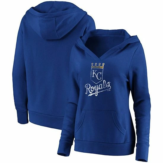 Women's Fanatics Branded Royal Kansas City Royals Core Team Crossover V-Neck Pullover Hoodie 3 Women's Fanatics Branded Royal Kansas City Royals Core Team Crossover V-Neck Pullover Hoodie