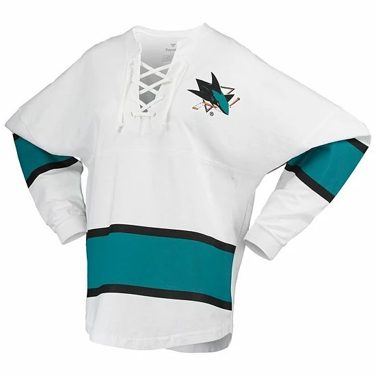 Women's Fanatics Branded White San Jose Sharks Lace-Up Jersey T-Shirt Women's Fanatics Branded White San Jose Sharks Lace-Up Jersey T-Shirt -Metaverse shop unnamed file 20760
