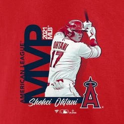 Women's Fanatics Branded Shohei Ohtani Red Los Angeles Angels 2021 AL MVP V-Neck T-Shirt -Metaverse shop unnamed file 20770