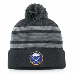 Men's Fanatics Branded Charcoal Buffalo Sabres Authentic Pro Home Ice Cuffed Knit Hat With Pom