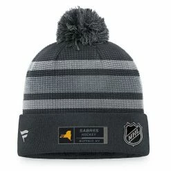Men's Fanatics Branded Charcoal Buffalo Sabres Authentic Pro Home Ice Cuffed Knit Hat With Pom -Metaverse shop unnamed file 20783