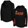 Youth Fanatics Branded Black Anaheim Ducks Authentic Pro Raglan Pullover Hoodie