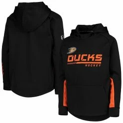 Youth Fanatics Branded Black Anaheim Ducks Authentic Pro Raglan Pullover Hoodie
