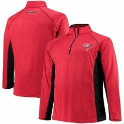 Men's Fanatics Branded Red/Black Tampa Bay Buccaneers Big & Tall Polyester Quarter-Zip Raglan Jacket -Metaverse shop unnamed file 20811