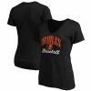 Women's Fanatics Branded Black Baltimore Orioles Victory Script V-Neck T-Shirt