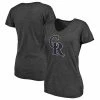 Women's Fanatics Branded Heathered Charcoal Colorado Rockies Core Weathered Tri-Blend V-Neck T-Shirt -Metaverse shop unnamed file 20840