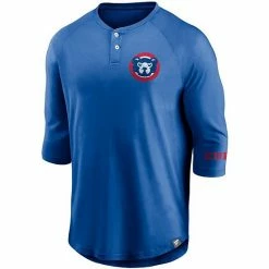 Men's Fanatics Branded Royal Chicago Cubs Sport Resort Weathered Henley Washed Raglan 3/4-Sleeve T-Shirt -Metaverse shop unnamed file 20851