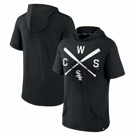 Men's Fanatics Branded Black Chicago White Sox Iconic Rebel Short Sleeve Pullover Hoodie 4 Men's Fanatics Branded Black Chicago White Sox Iconic Rebel Short Sleeve Pullover Hoodie - Image 2