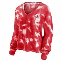 Women's Fanatics Branded White/Red St. Louis Cardinals Tie-Dye V-Neck Pullover Cropped Tee -Metaverse shop unnamed file 20952