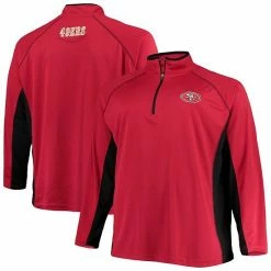Men's Fanatics Branded Scarlet/Black San Francisco 49ers Big & Tall Polyester Quarter-Zip Raglan Jacket -Metaverse shop unnamed file 20961