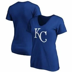 Women's Fanatics Branded Royal Kansas City Royals Plus Size Core Official Logo V-Neck T-Shirt