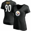 Women's Fanatics Branded T.J. Watt Black Pittsburgh Steelers Player Icon Name & Number V-Neck T-Shirt