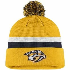 Men's Fanatics Branded Yellow/Navy Nashville Predators 2020 NHL Draft Authentic Pro Cuffed Pom Knit Hat
