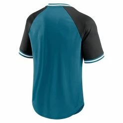 Men's Fanatics Branded Teal/Black Jacksonville Jaguars Second Wind Raglan V-Neck T-Shirt -Metaverse shop unnamed file 21047