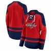 Women's Fanatics Branded Red/Navy Washington Capitals Net Gain Fleece V-Neck Pullover Sweatshirt