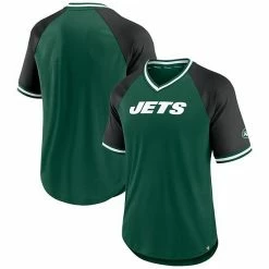 Men's Fanatics Branded Green/Black New York Jets Second Wind Raglan V-Neck T-Shirt -Metaverse shop unnamed file 21206