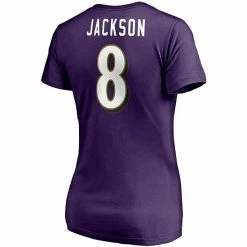 Women's Fanatics Branded Lamar Jackson Purple Baltimore Ravens Player Icon Name & Number V-Neck T-Shirt -Metaverse shop unnamed file 21225