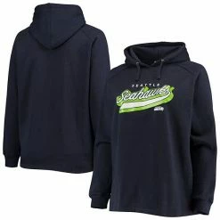 Women's Fanatics Branded College Navy Seattle Seahawks Plus Size First Contact Raglan Pullover Hoodie -Metaverse shop unnamed file 21339