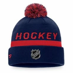 Men's Fanatics Branded Navy/Red New York Rangers Authentic Pro Team Locker Room Cuffed Knit Hat With Pom -Metaverse shop unnamed file 21350