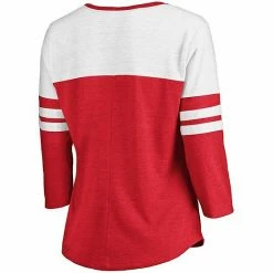 Women's Fanatics Branded Heathered Red/White Washington Nationals Official Wordmark 3/4 Sleeve V-Neck Tri-Blend T-Shirt -Metaverse shop unnamed file 21378