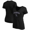 Women's Fanatics Branded Black Colorado Rockies Team Logo Lockup V-Neck T-Shirt