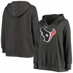 Women's Fanatics Branded Heathered Charcoal Houston Texans Plus Size Notch Neck Pullover Hoodie 3 Women's Fanatics Branded Heathered Charcoal Houston Texans Plus Size Notch Neck Pullover Hoodie -Metaverse shop unnamed file 21409