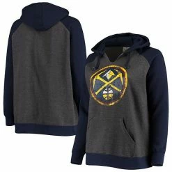 Women's Fanatics Branded Charcoal/Navy Denver Nuggets Plus Size Raglan Notch Neck Pullover Hoodie -Metaverse shop unnamed file 21418