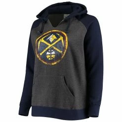 Women's Fanatics Branded Charcoal/Navy Denver Nuggets Plus Size Raglan Notch Neck Pullover Hoodie -Metaverse shop unnamed file 21419