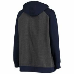 Women's Fanatics Branded Charcoal/Navy Denver Nuggets Plus Size Raglan Notch Neck Pullover Hoodie -Metaverse shop unnamed file 21420