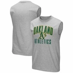 Men's Fanatics Branded Heather Gray Oakland Athletics Game Legend Sleeveless Shooter T-Shirt -Metaverse shop unnamed file 21488