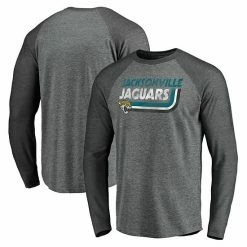 Men's Fanatics Branded Heathered Gray/Heathered Charcoal Jacksonville Jaguars Vintage On The Ropes Raglan Tri-Blend Long Sleeve T-Shirt -Metaverse shop unnamed file 21525