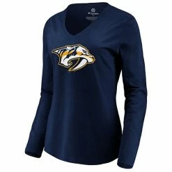 Women's Fanatics Branded Navy Nashville Predators Primary Logo Long Sleeve V-Neck T-Shirt -Metaverse shop unnamed file 2157