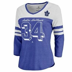 Women's Fanatics Branded Auston Matthews Royal/White Toronto Maple Leafs Big Shot 3/4 Sleeve Raglan T-Shirt -Metaverse shop unnamed file 21647