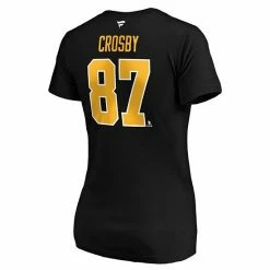 Women's Fanatics Branded Sidney Crosby Black Pittsburgh Penguins Authentic Stack Name & Number V-Neck T-Shirt -Metaverse shop unnamed file 2165