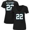 Fanatics Women's Majestic Christian McCaffrey Black Carolina Panthers Plus Size Fair Catch Name & Number V-Neck T-Shirt